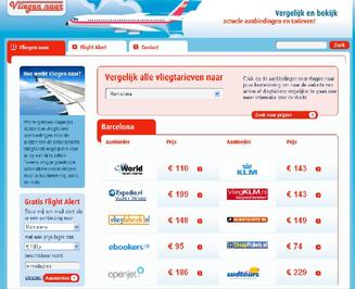 vliegtickets vergelijken, vliegennaar